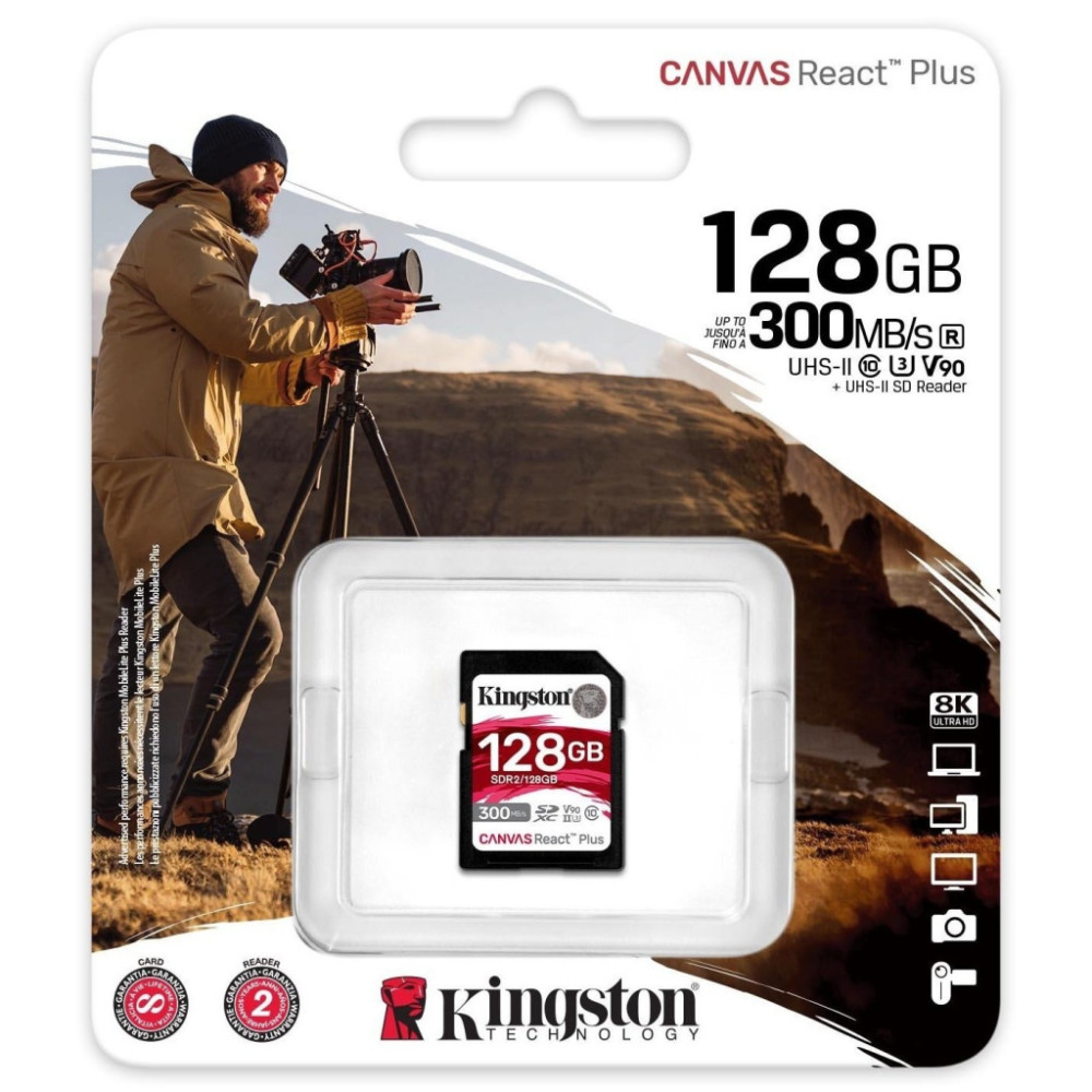 Карта пам'яті Kingston 128GB SDXC class 10 UHS-II U3 Canvas React Plus (SDR2/128GB)