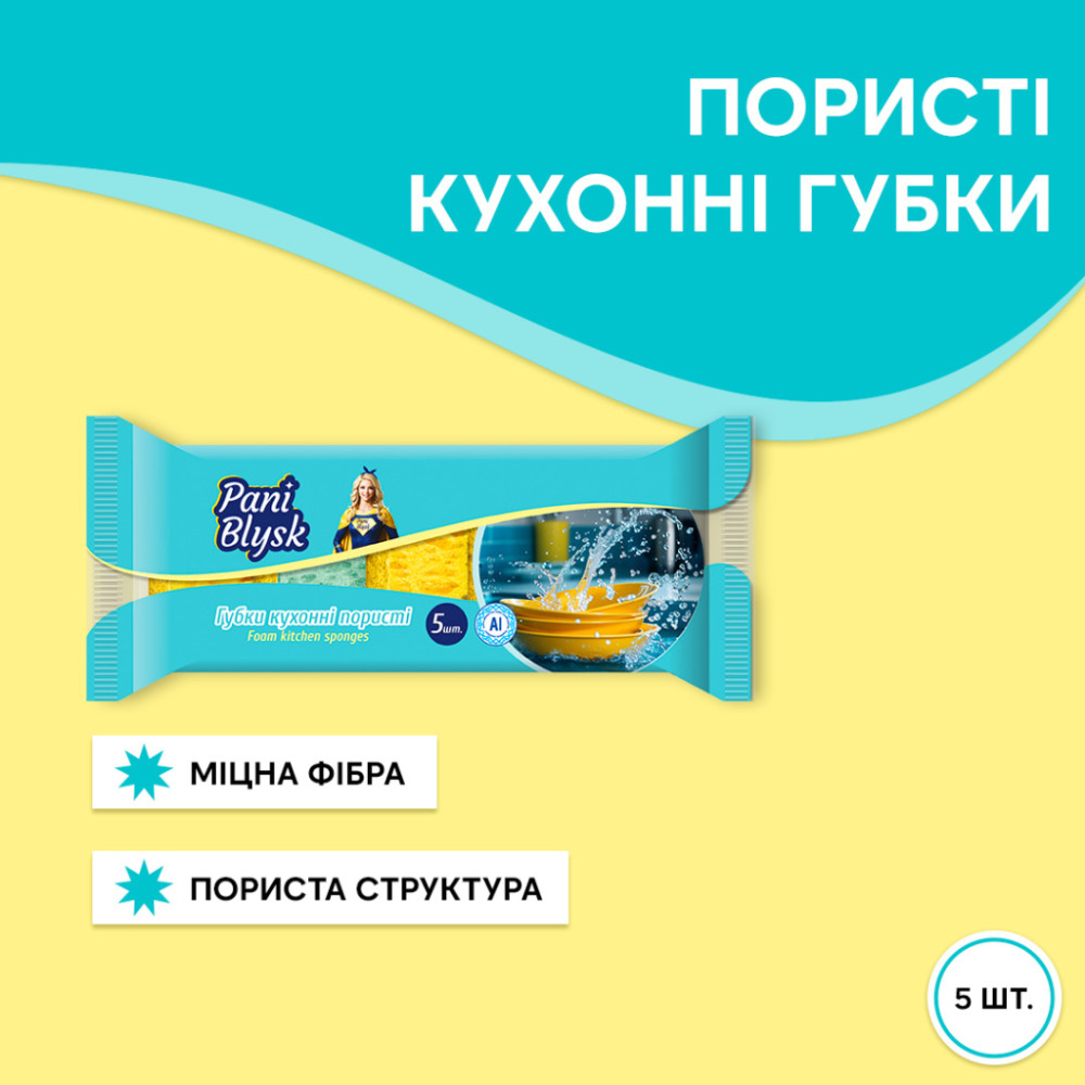 Губки кухонні Pani Blysk Пористі 5 шт. (4823071661194)