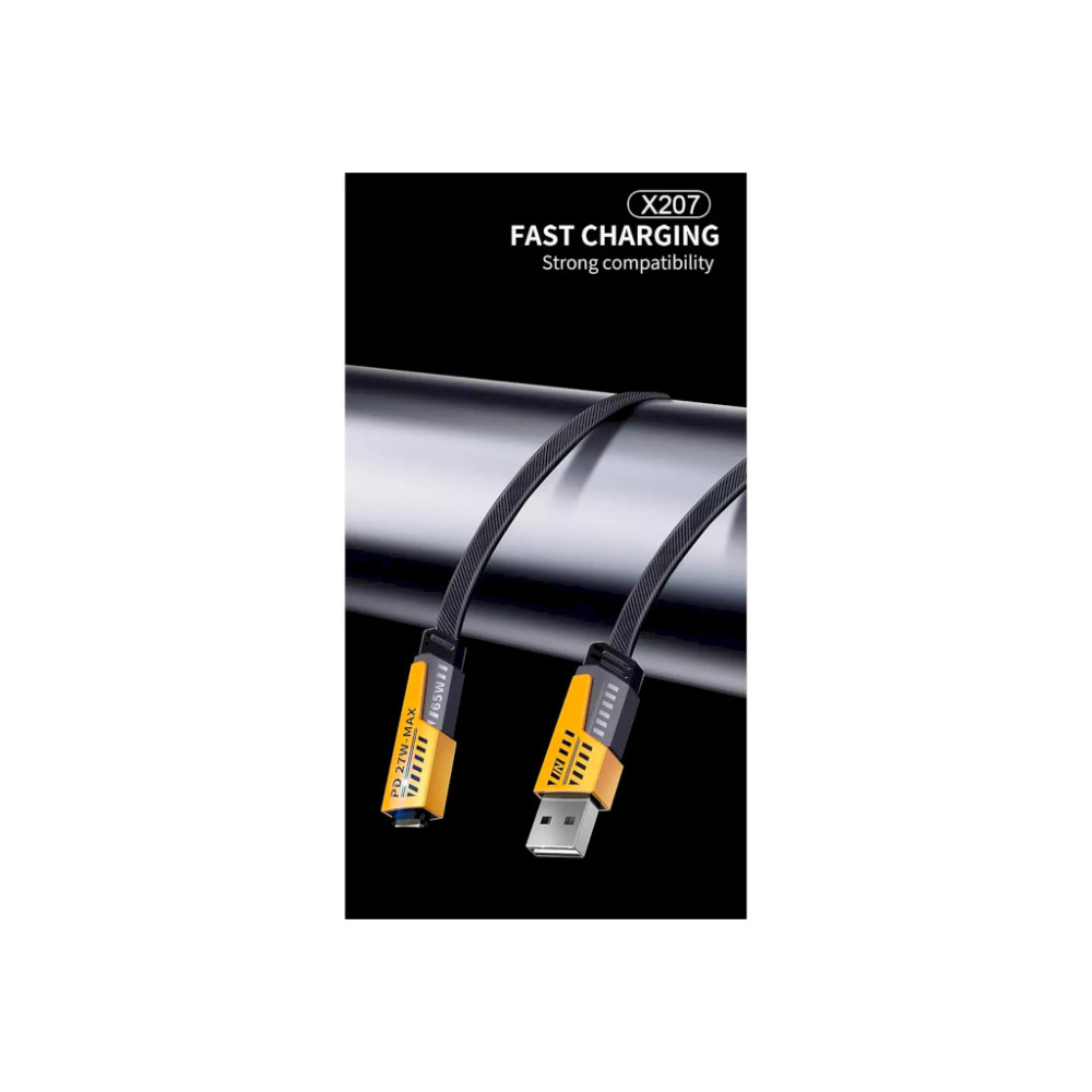 Дата кабель USB-C + USB-A to Lightning+USB-C 1.0m 65W X207 black WUW (6972573336524)