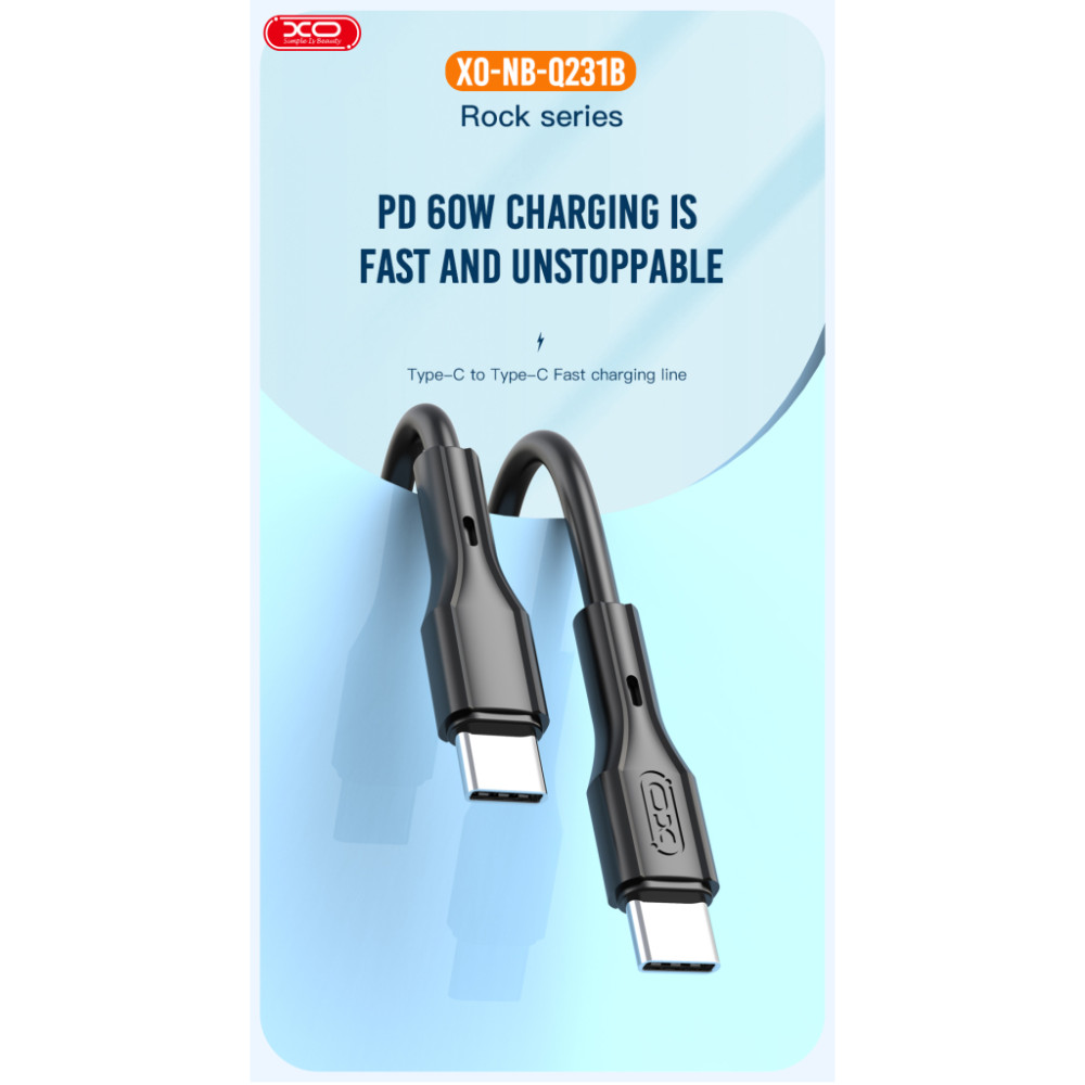 Дата кабель USB-C to USB-C 1.0m 60W Rock XO (NBQ231B_White)