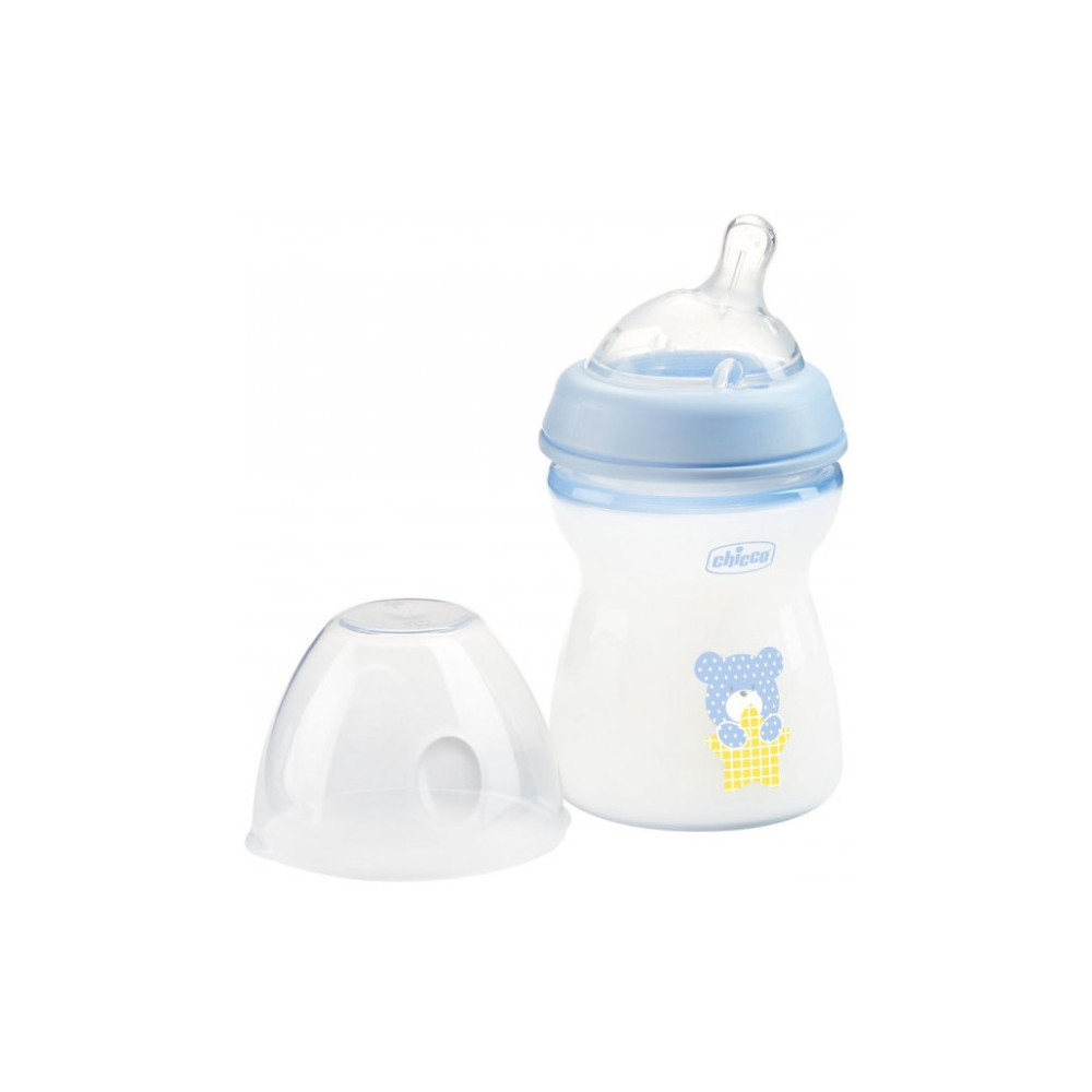 Пляшечка для годування Chicco Natural Feeling Color 250 мл +2 міс Блакитна (81323.20)