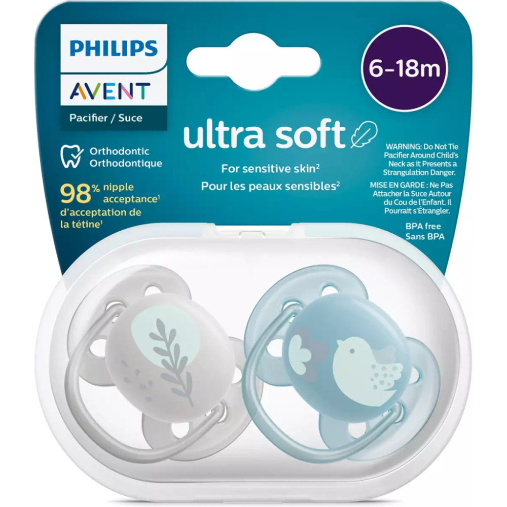 Пустушка Philips AVENT Ultra Soft ультрам'яка, 6-18 міс. 2 шт (SCF091/15)