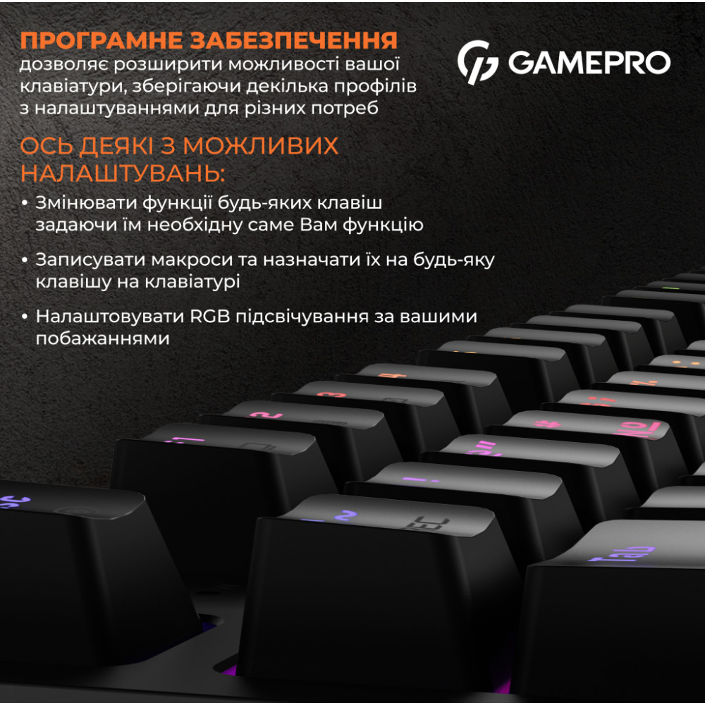 Клавіатура GamePro MK180B Hot-Swap Red Swich RGB USB UA Black (MK180B)