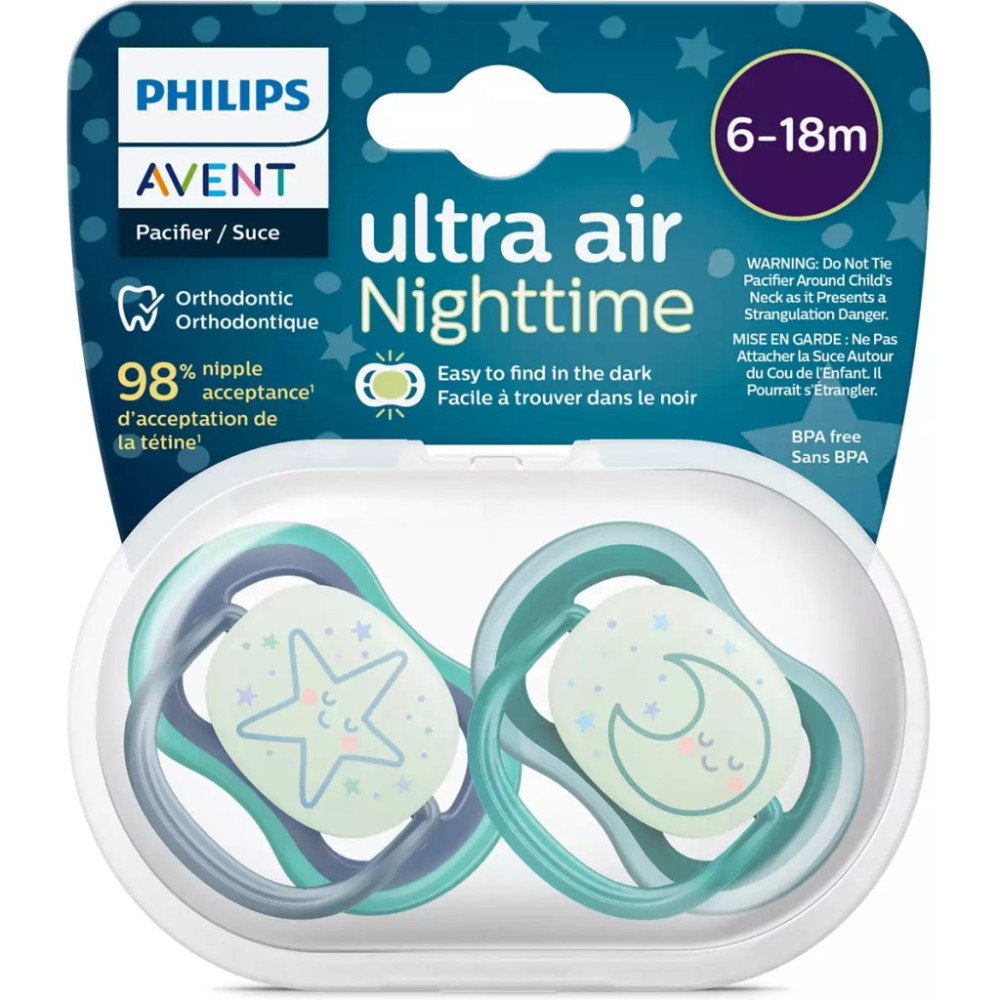 Пустушка Philips AVENT Ultra Air Нічна 6-18 міс 2 шт (SCF376/13)