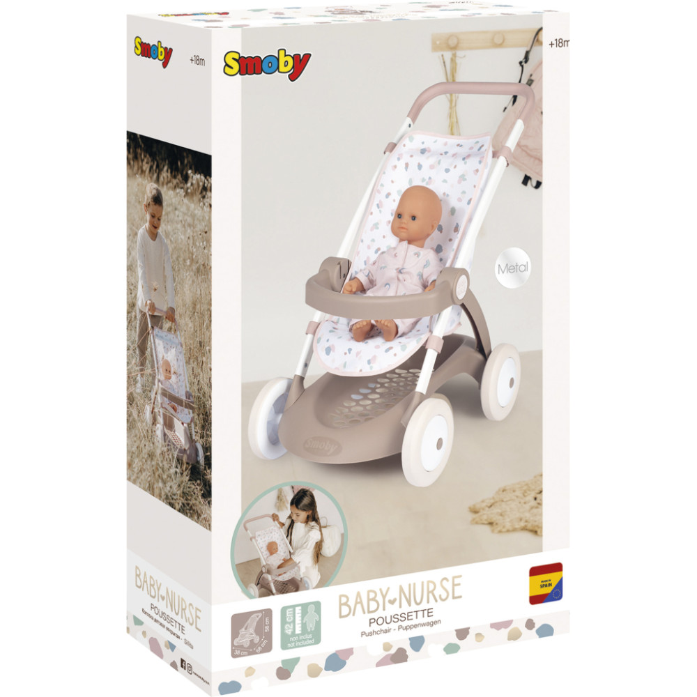 Коляска для ляльок Smoby Baby Nurse Прогулянка з кошиком Рожева пудра (254018)
