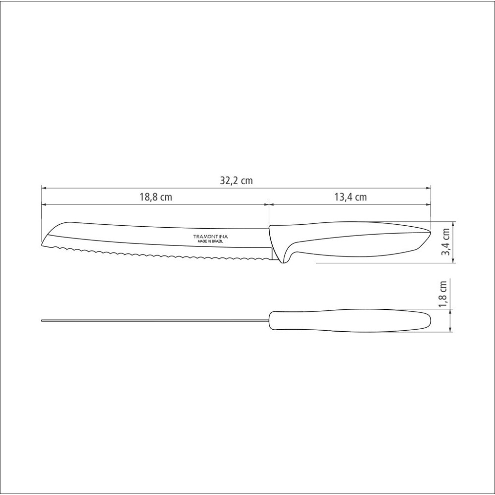 Кухонний ніж Tramontina Plenus Light Grey Bread 203 мм (23422/138)
