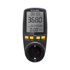 Ватметр ColorWay цифровий 16A/3680W, black (CW-VM16-02D)