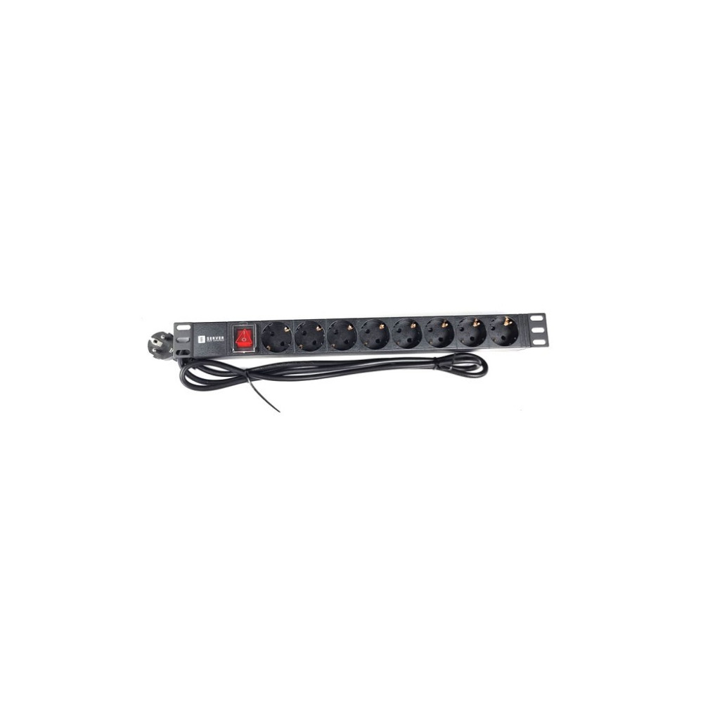 Силовий блок Eserver 19" 8 розеток, выкл., алюм. корпус PDU 220В, 16А (WT-2261A-GER-8WAY)