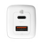 Зарядний пристрій Baseus 2xUSB 65W GaN (USB-C+USB-A) white (CCGAN2L-B02) Зарядний пристрій Baseus 2xUSB 65W GaN (USB-C+USB-A) white (CCGAN2L-B02)