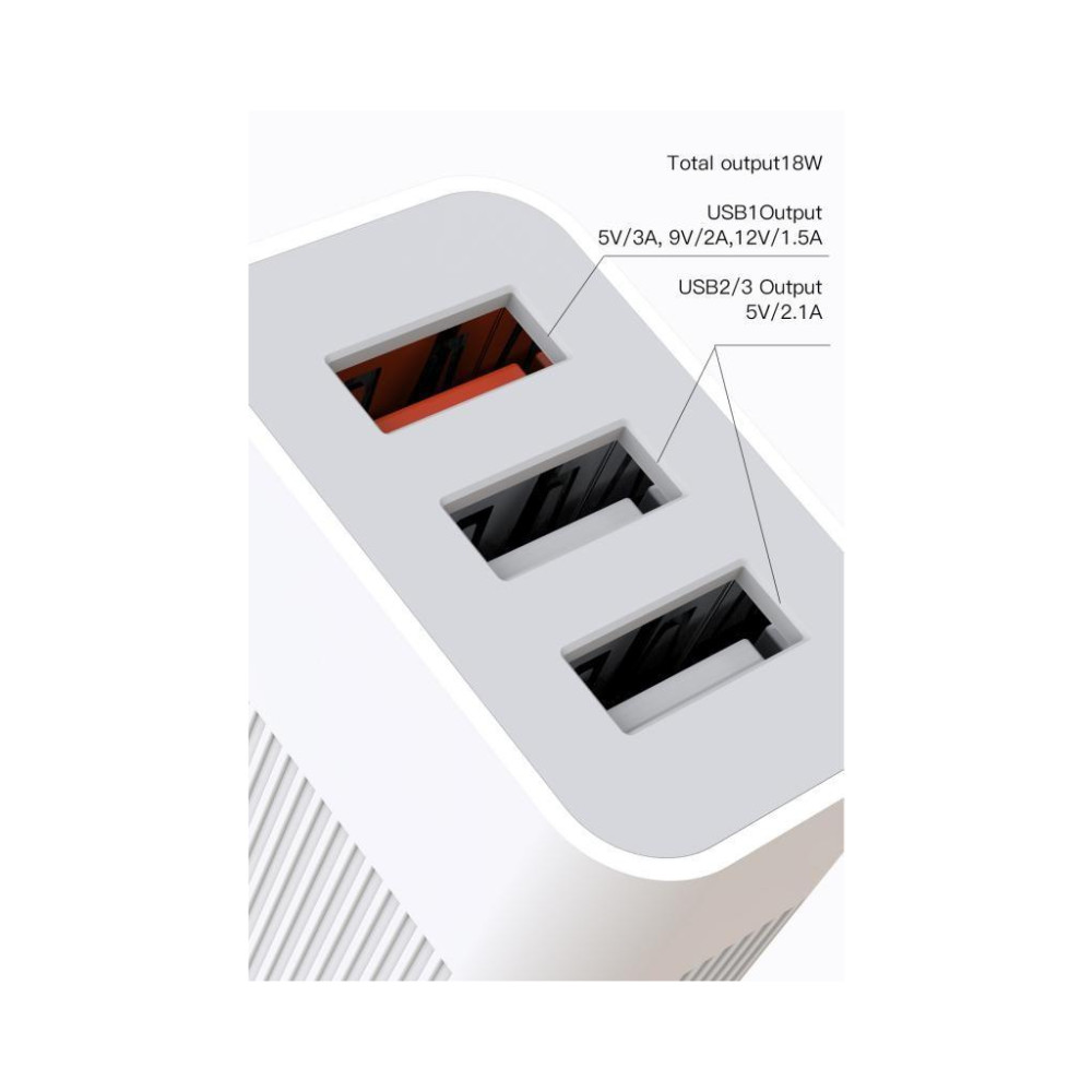 Зарядний пристрій XO QC 3.0 L72 30W (18W/1USB + 2.4A/2 USB) + cable Lightning White (XO-L72i-WH)