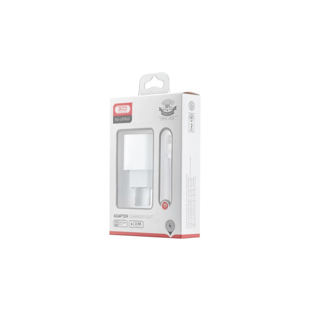 Зарядний пристрій XO L97 (1Type-C/1USB/2.4A) + Type-C - Lightning White (XO-L97-LG)