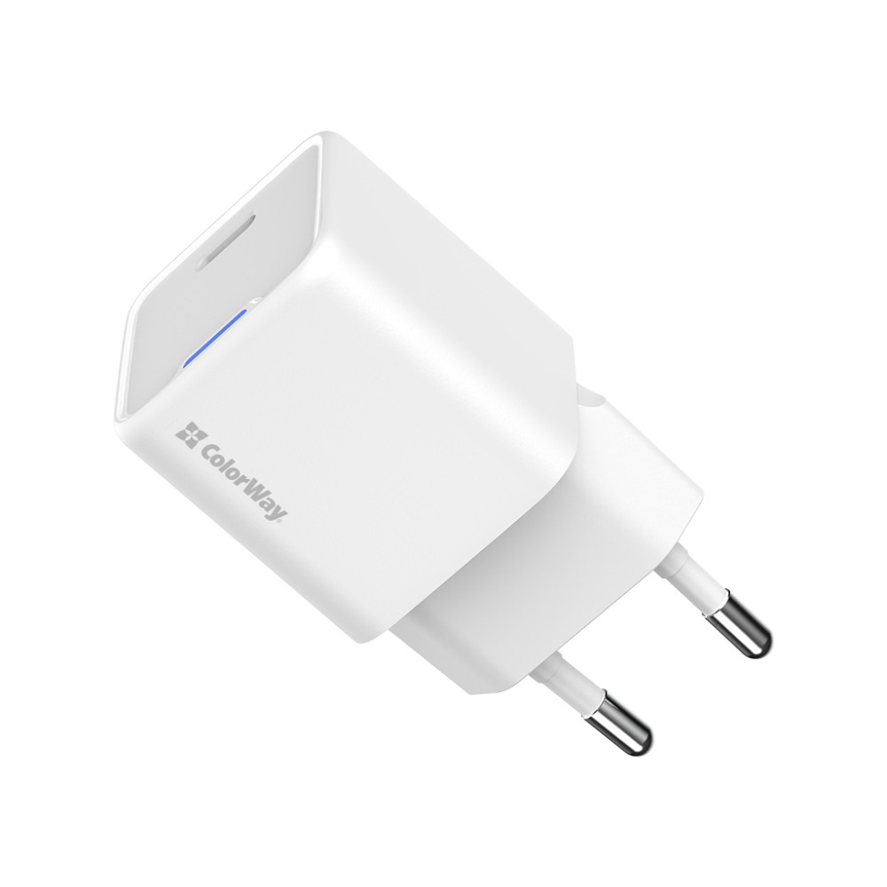 Зарядний пристрій ColorWay GaN Mini 25W PD Port PPS USB-C white (CW-CHS052PD-WT)