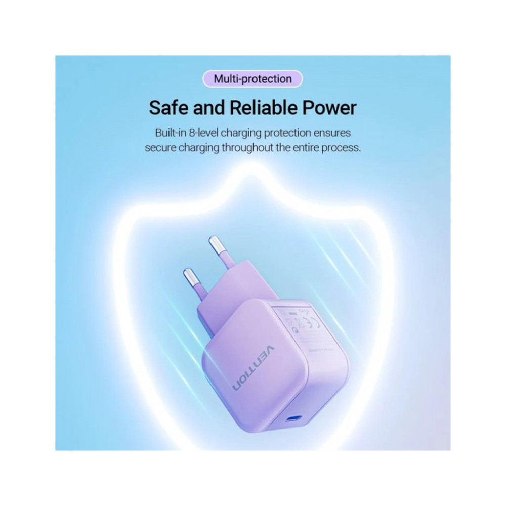 Зарядний пристрій Vention 1xUSB-C 20W PD3.0/QC3.0 Purple (FEJV0-EU)