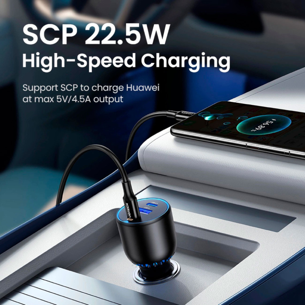 Зарядний пристрій Ugreen 3xUSB 130W (2xUSB-C+USB-A) QC 3.0 black (CD293) (90413)