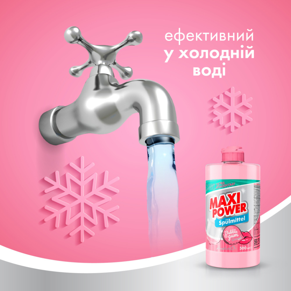 Засіб для ручного миття посуду Maxi Power Бабл Гам 500 мл (4823098411963)